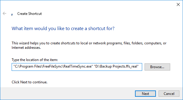 Create shortcut